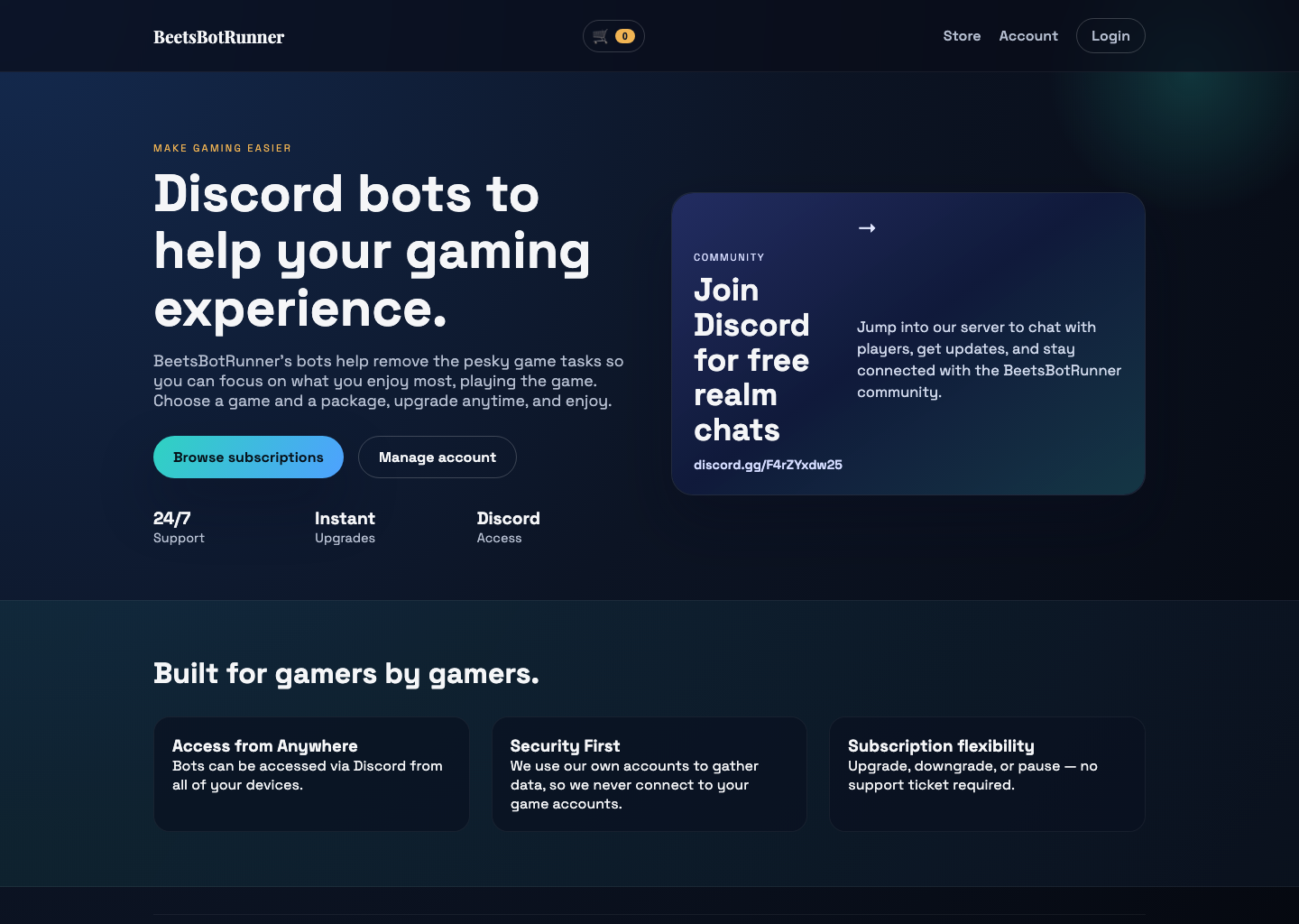 Screenshot of BeetsBot Runner website
