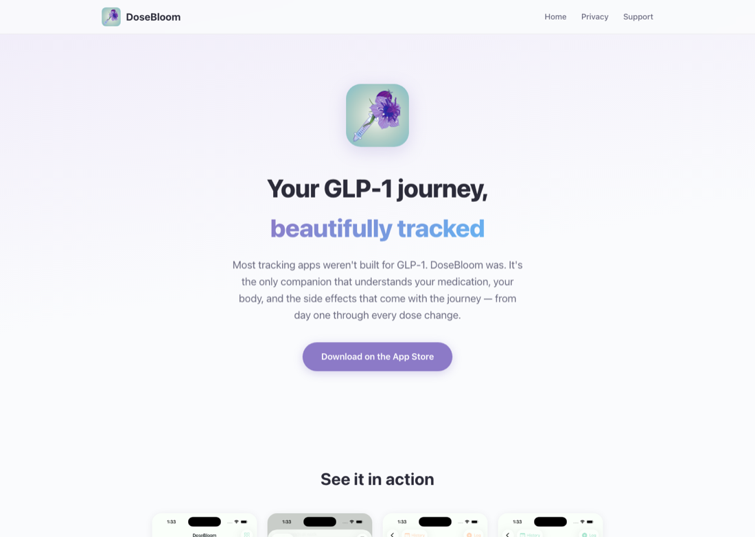 Screenshot of DoseBloom website