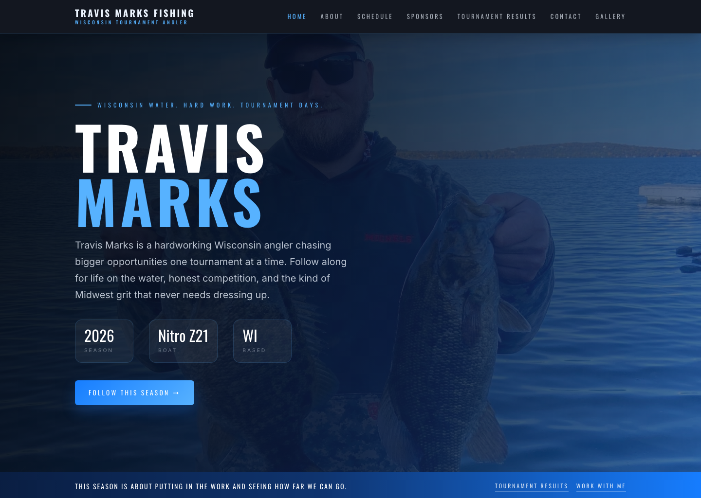 Screenshot of Travis Marks Fishing website